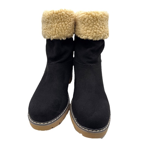 Maurices Boot Women Size‎ 8.5 Brown Crista Sherpa Collar Pull Ankle Bootie Faux - Picture 5 of 7